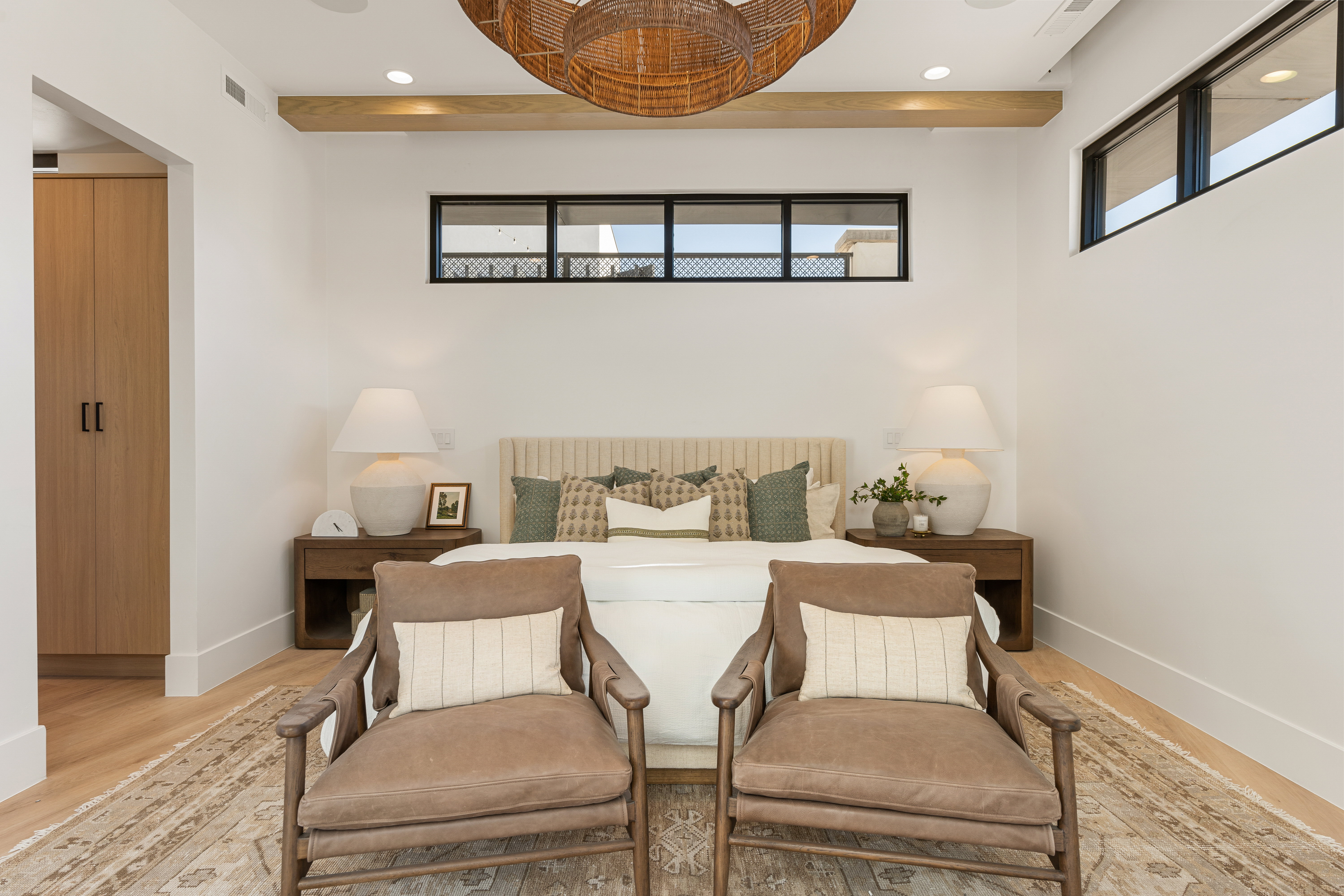 Living area with recessed lighting and wood finished floors