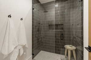Bathroom with a stall shower