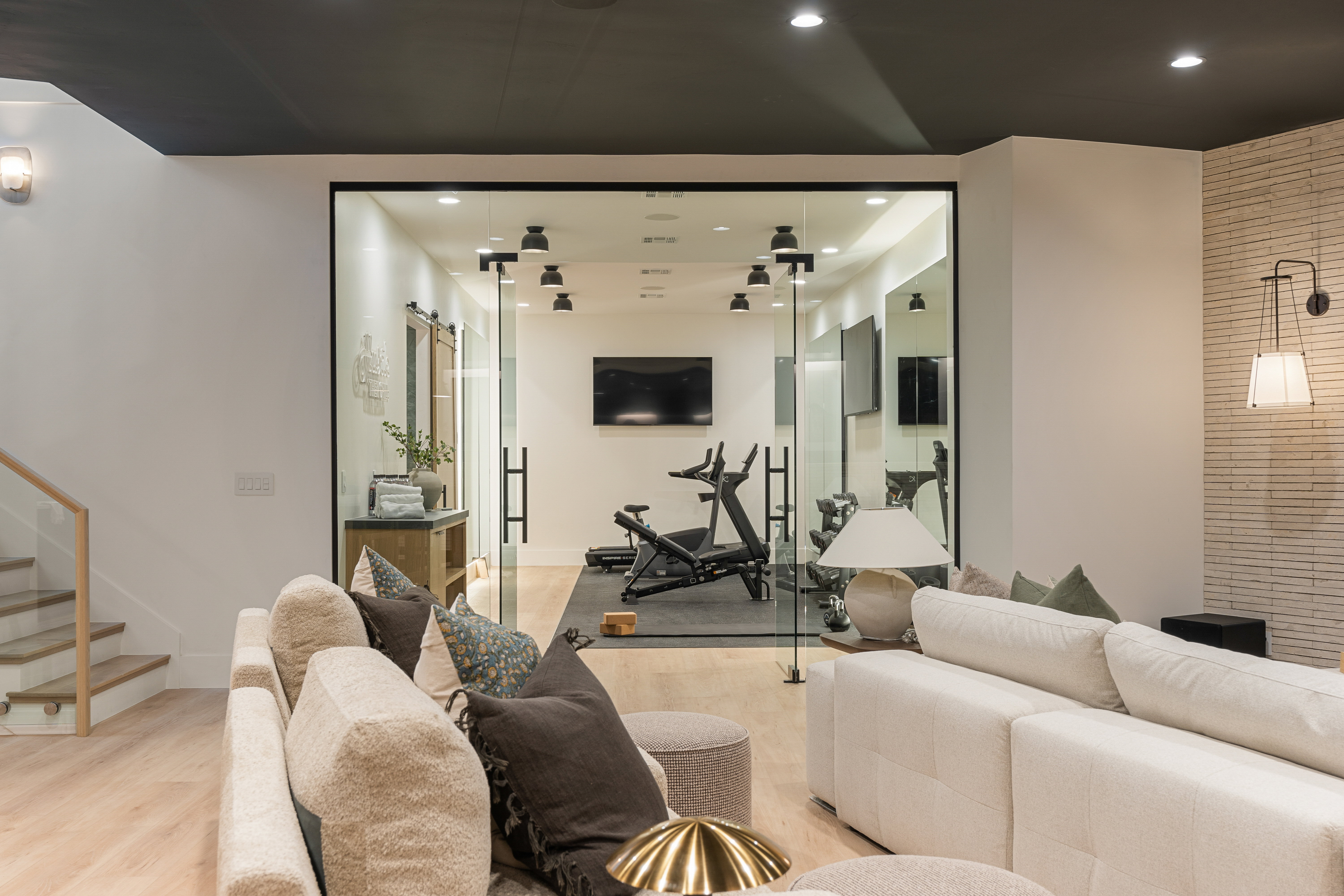 Living room featuring recessed lighting and light wood finished floors