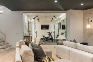 Living room featuring recessed lighting and light wood finished floors