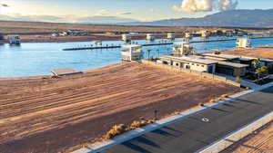 Dock with a water and mountain view