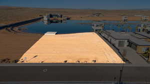 Aerial view of a nearby body of water