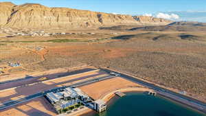 Drone / aerial view of a mountainous background