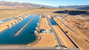 Drone / aerial view of a water and mountain view