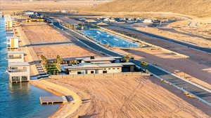 Drone / aerial view of a desert landscape