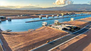 Drone / aerial view of a water and mountain view