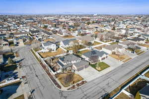Aerial perspective of suburban area