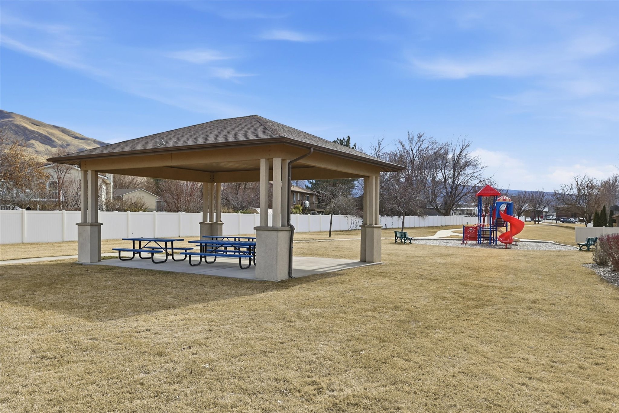 View of community featuring a patio area and a gazebo
