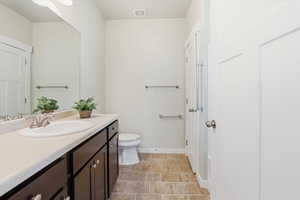 Primary Bedroom Private, Full bathroom featuring vanity and toilet