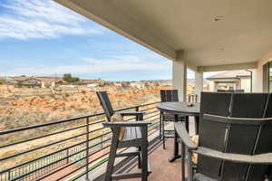 Balcony featuring a residential view