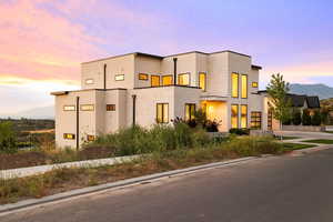 Contemporary house with stucco siding