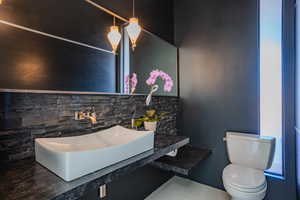 Bathroom featuring vanity and tile patterned floors