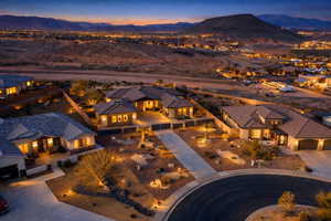Aerial view of residential area with a mountainous background