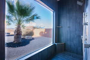 Bathroom with a tile shower