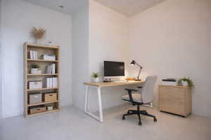 Home office featuring light tile patterned floors