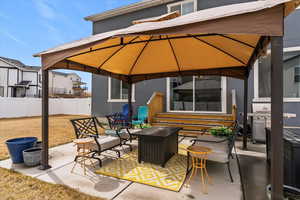 View of patio with a gazebo