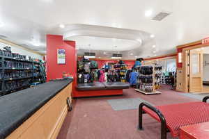 Exercise room with recessed lighting