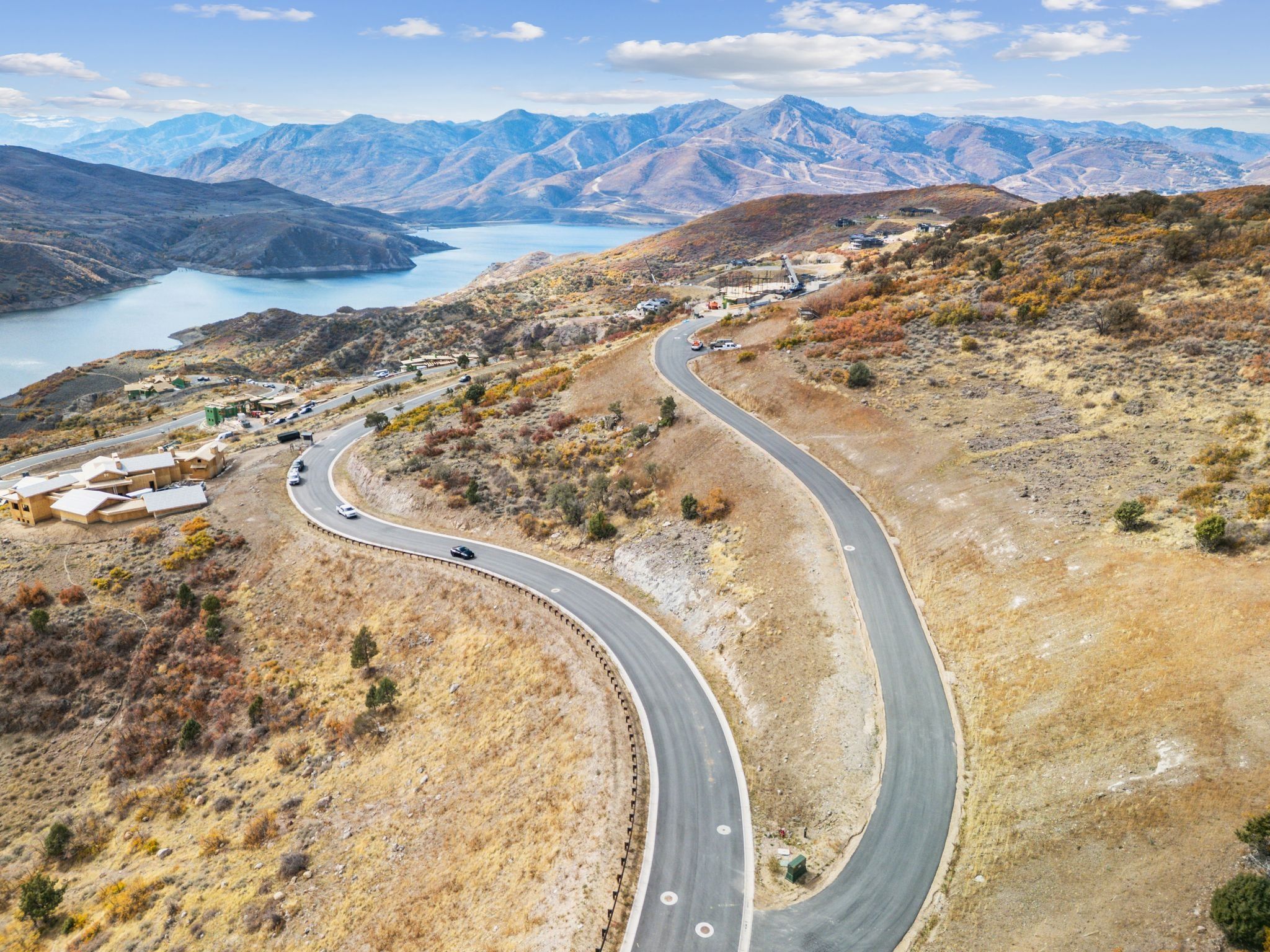 View of mountain background featuring a large body of water