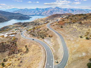 View of mountain background featuring a large body of water