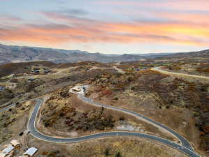 Drone / aerial view of a mountainous background