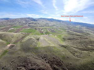 Drone / aerial view of a mountain backdrop