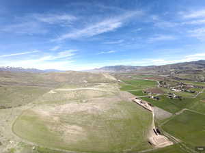 Overview of rural landscape with mountains