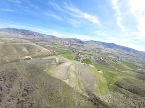 Aerial view of a mountain backdrop