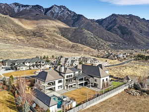 View of mountain background with nearby suburban area