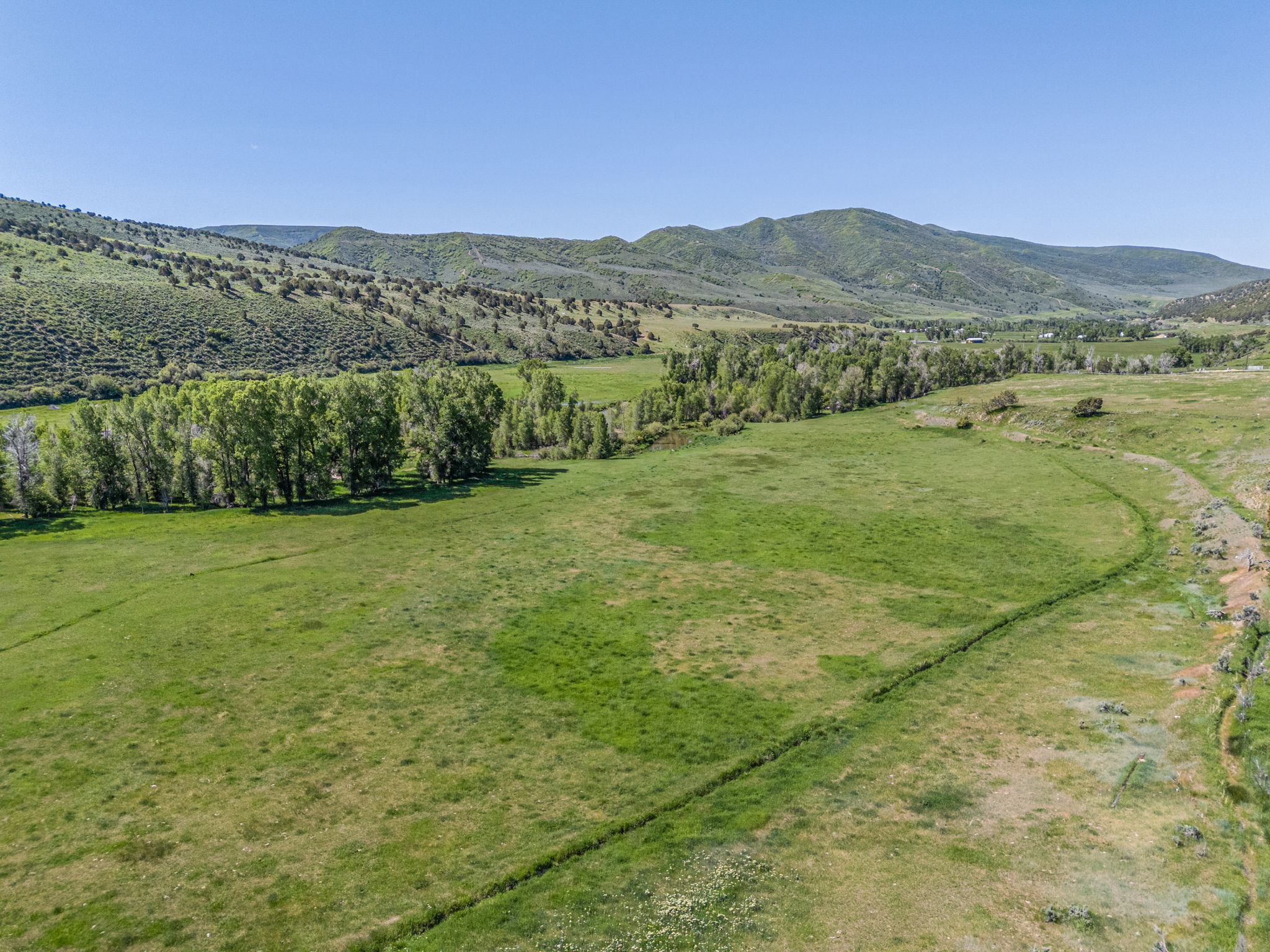 View of mountain background with rural landscape