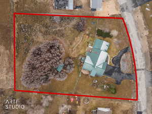 Aerial view of property's location with property boundaries highlighted