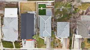 Aerial perspective of suburban area