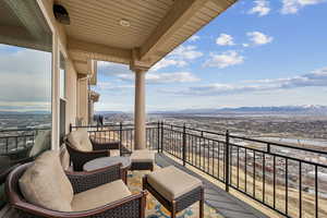 Balcony with a mountain view