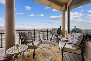 Balcony featuring a grill and an outdoor hangout area