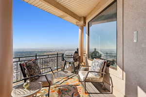 Balcony featuring a grill