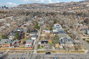 Aerial view of property's location featuring nearby suburban area