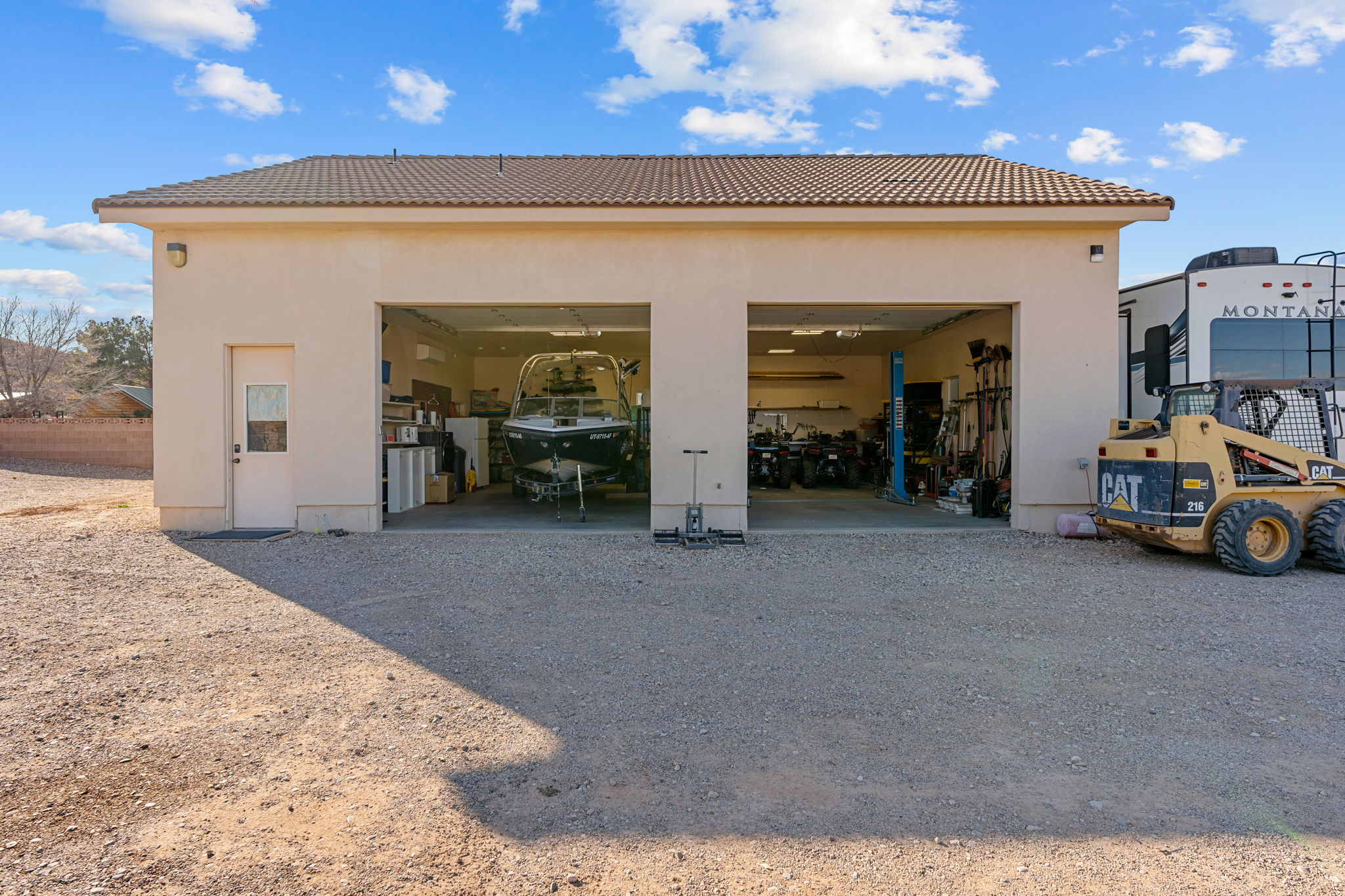 View of detached garage
