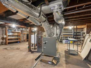 Unfinished below grade area with heating unit