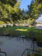View of patio in the summer