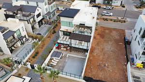 Aerial perspective of suburban area