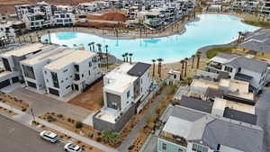 Aerial view of a pool area