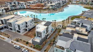 Aerial view of a pool area