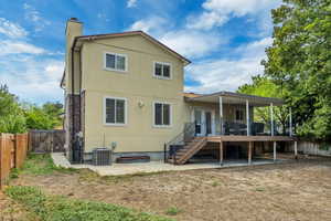 Back of house featuring a patio area, a fenced backyard, a gate, stucco siding, and french doors