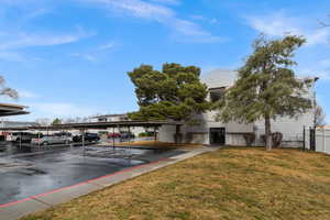View of covered parking lot