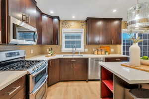 Window looks out onto private patio space