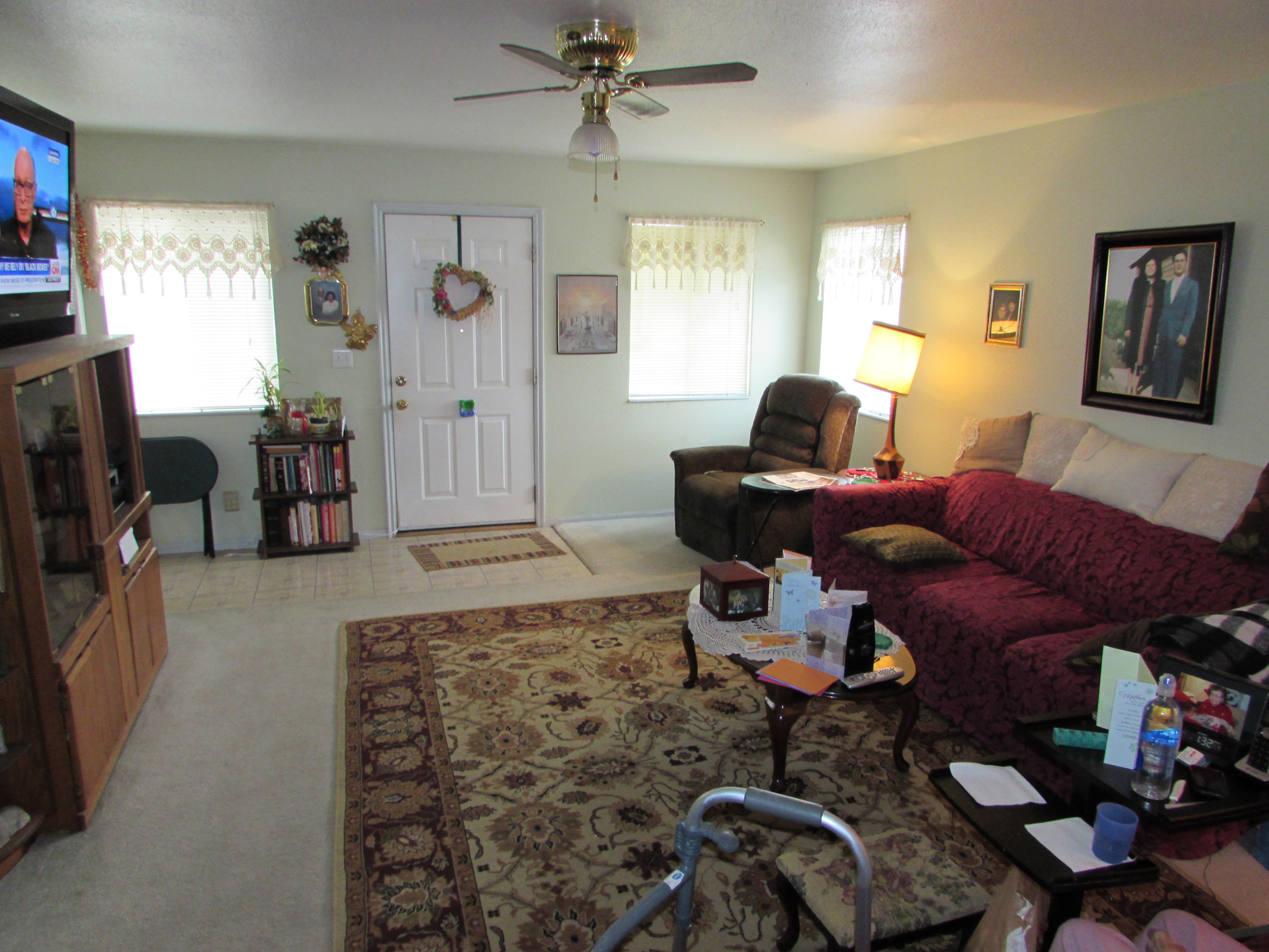 Living room with a ceiling fan