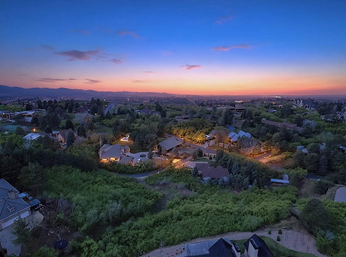 Aerial view of residential area