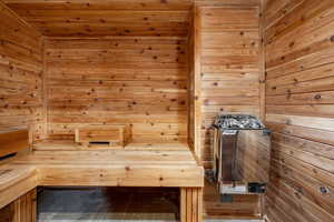 Sauna with wooden walls
