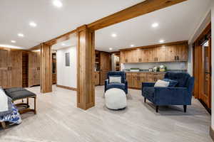 Living room featuring recessed lighting and baseboards