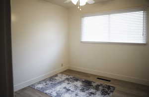 Bedroom currently being used as workout room.