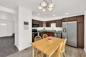 Remodeled kitchen with lots of space for dining